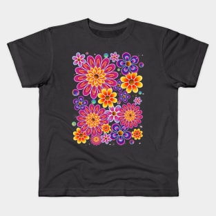 Colorful Flower Power Art Kids T-Shirt